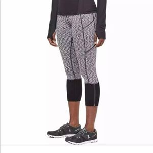 Lululemon Rebel Runner Cropped Leggings Space Dye Size 8 Zip Up Reflective
